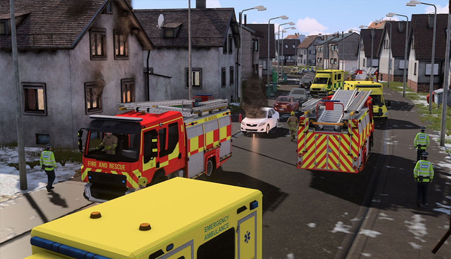 UK Civilian Police, Fire, and Ambulance vehicles and characters